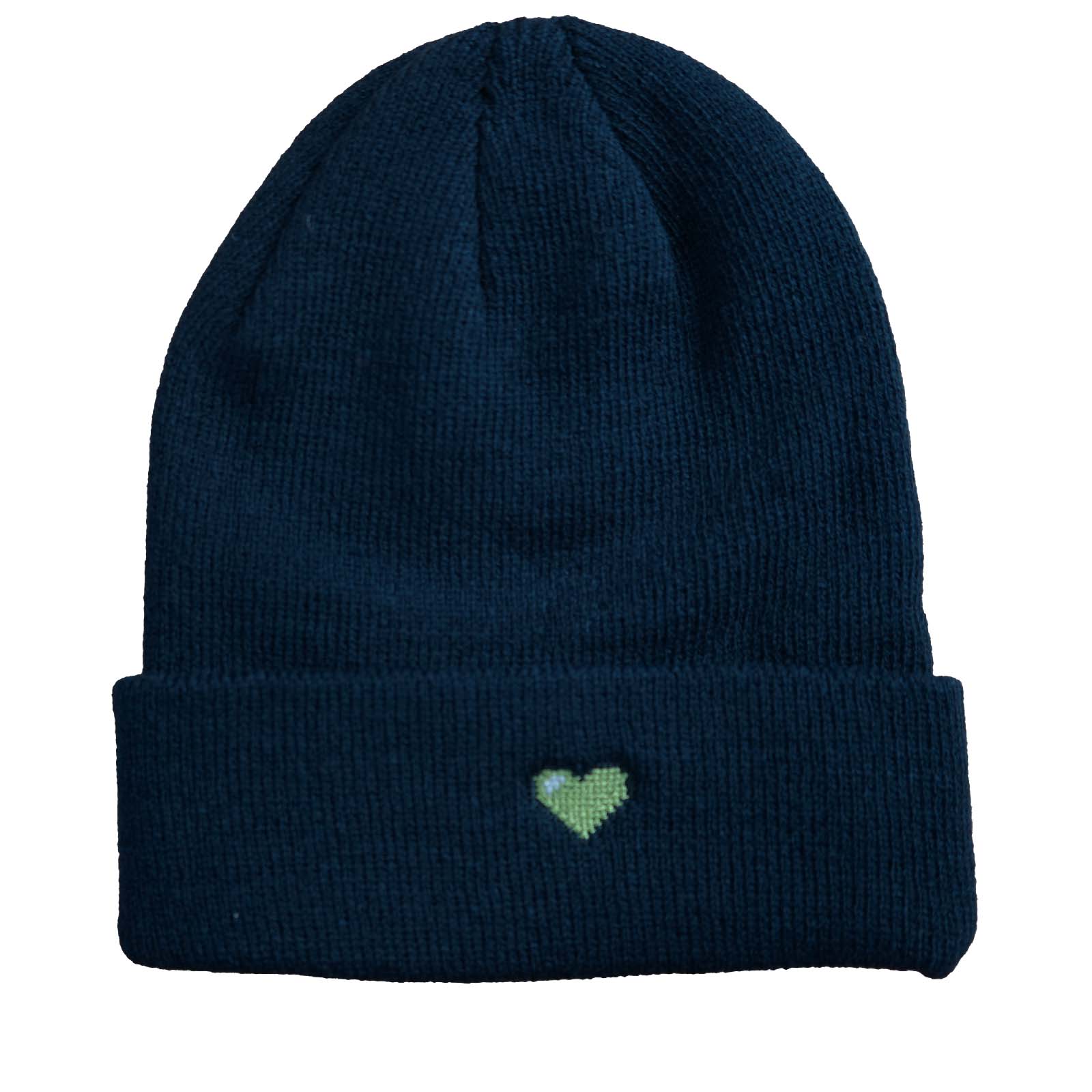 [Motiv: grünes Herz] Kids Beanie, blau