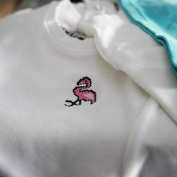 Motiv: Flamingo, Kinder / Sweatshirt, rot, 122/128